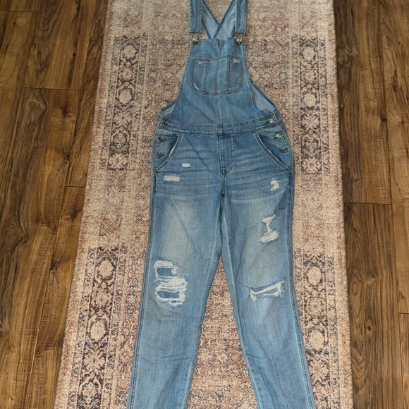 American Eagle Outfitters Denim - American Eagle Tom Girl Distressed Ripped Blue Womens Overalls Size S